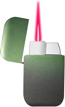 Jet Torch Butane Lighter, red Flame Cool Lighter, Cute Flash Torch Windproof Lighter, Metal refillable Butane Lighter, Gradient Lighter, Outdoor, Camping, Barbecue, Candles Green god