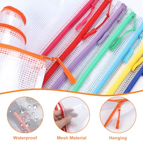 Image of YOPCDJ 20pcs Plastic Mesh Zipper Pouch Bags, A3 17x12 Inches Extra Large Mesh Bags, Reusable Zipper Pouches for Classroom Office Supplies Organizing, Puzzles & Games, Board Game Organization
