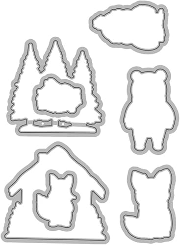 Miniatura 2 de Troqueles de corte de animales de invierno para árbol de cabaña, sello transparente para álbumes de recortes, troqueles de metal, sellos de silicona