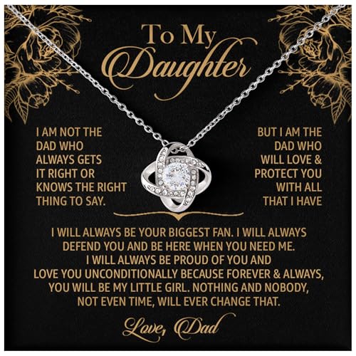 To My Daughter Necklace from Dad with Heartfelt Message & Elegant Box, Daughter Jewelry with Inspirational Message Card from Mommy And Daddy Necklace Birthday Christmas Gifts