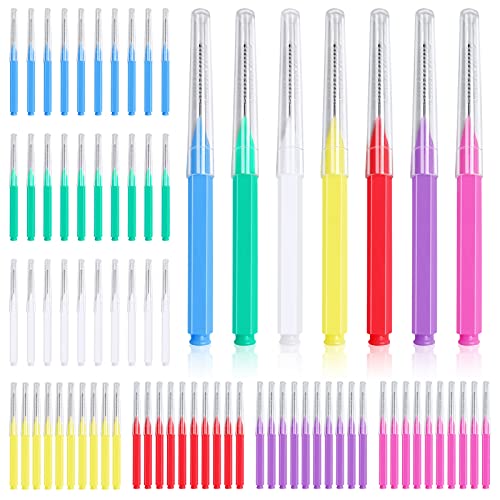Lot de 70 brosses interdentaires, cure-dents, tête de fil dentaire, bâton de fil dentaire, brosse d'hygiène bucco-dentaire, mini nettoyeur de dents pour nettoyer les espaces entre les dents