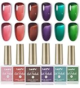 LanFo Jelly Gel Nail Polish Set Dark Colors Jelly Gel Polish for Fall Winter Transparent Brown Bl...