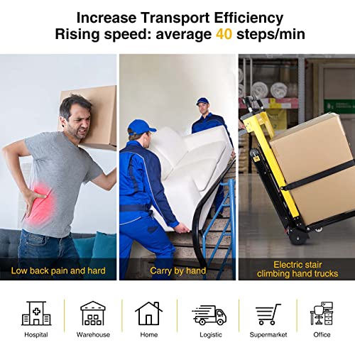 Riosoc Electric Stair Climbing Hand Trucks, 200W 3 Adjustable Speed Illuminated 353Lbs Max Load Folding Dolly Cart Trolley, With 6 Wheels Motor Battery For Moving Furniture Home Warehouse Supermarket #TOP5