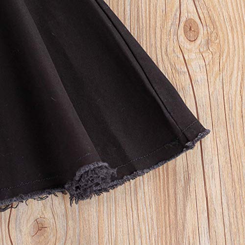 Toddler Kids Baby Girl Bell Bottom Denim Jeans Flare Pants Ripped Leggings Trousers Tie Dye Print Clothes Outfits (Black& Ripped,4-5T)