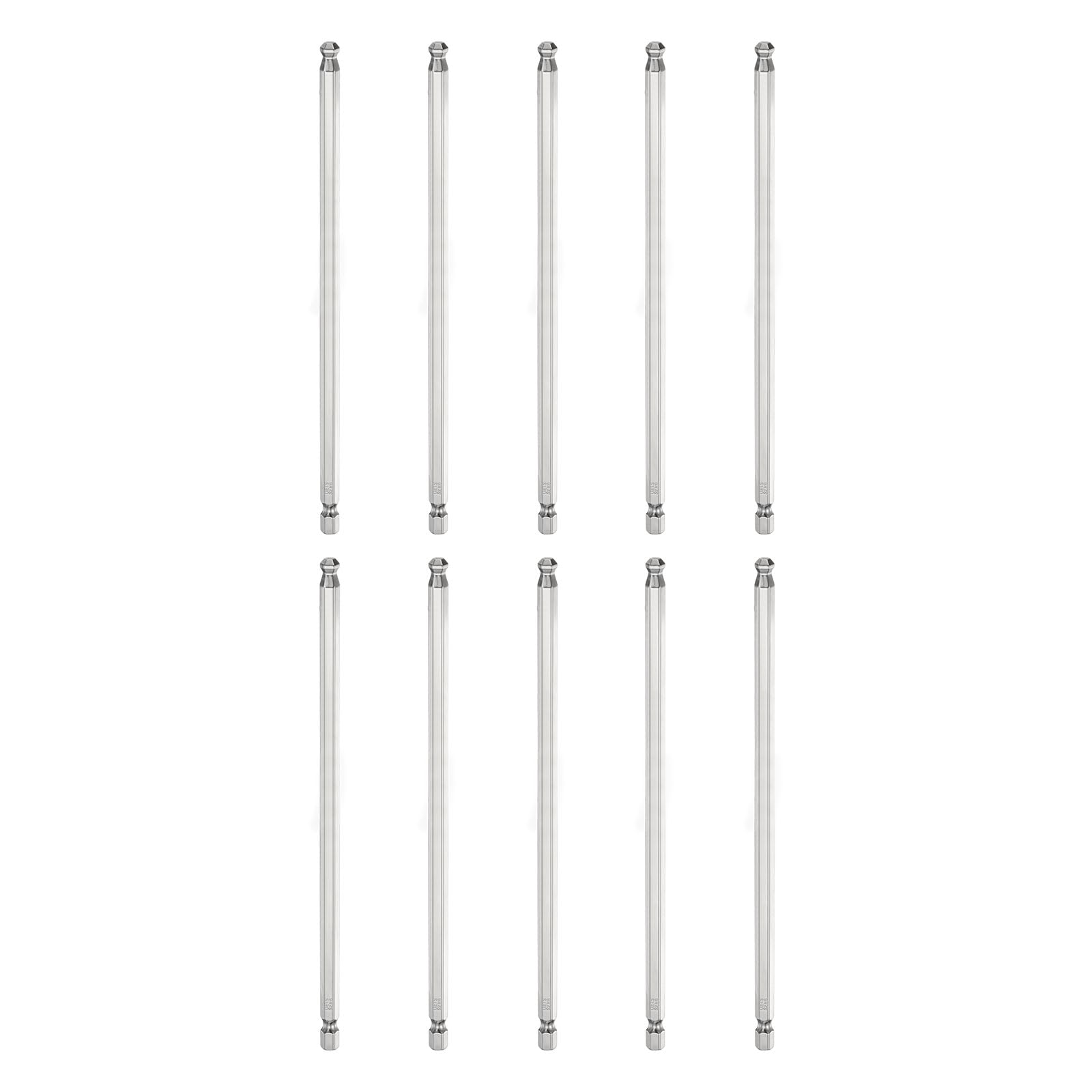 sourcing map 10pcs Ball End Hex Screwdriver Bit H6 (6mm) Head 1/4" Hex Shank 150mm (6") Long Magnetic S2 Steel Metric Screw Driver Drill Bit Wrench Socket Power Tool