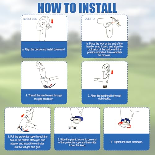 Fukaisu Rączka do Wirtualnej Kija Golfowego, Regulowana Długość Akcesorium 80 Stopni Wirtualny Kontroler do Baseballu Kompatybilny z Meta Quest3/3s/2 i Oculus Quest 2