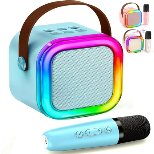 Image of Fully Karaoke Mic with Speaker for Singing Mini Portable Bluetooth Speaker with Mic and LED Lights Best Birthday Gift for Kids and Adults Pack of 1