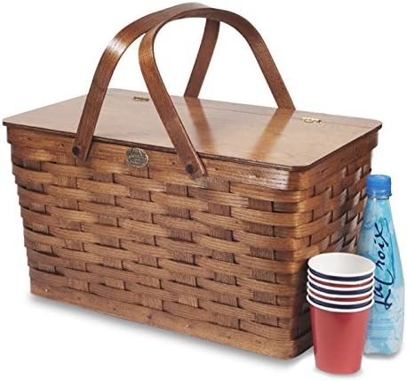 Peterboro Baskets Classic Picnic Storage Furniture Finished Basket - Cherry Finish