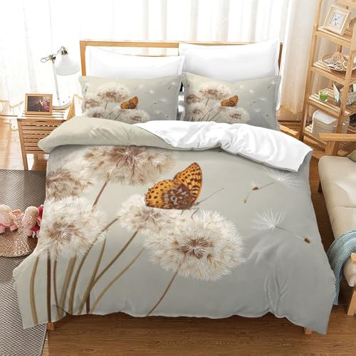 Housse de couette lit simple 140x200 anti-acarien microfibre douce imprimé papillon garçon