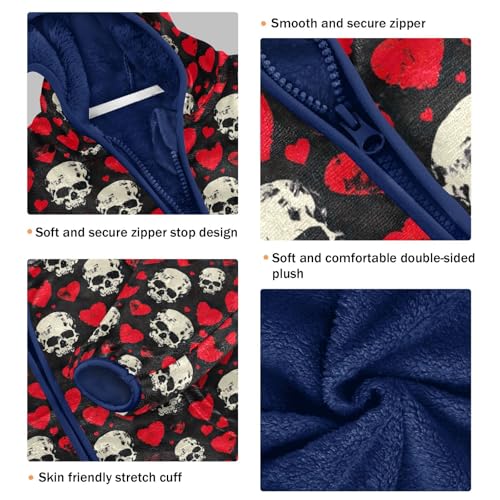 Skull Hearts Boys Fleece Coat,Children's Zip-Up Hoodie Jacket,Baby Warm Fashion Outerwear 3-10T,A1133373