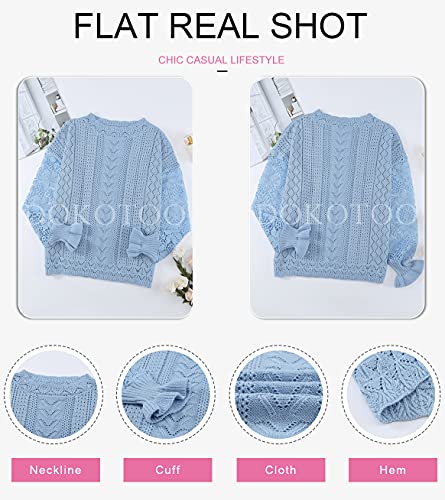 Image of Dokotoo Womens Crewneck Crochet Lace Long Sleeve Hollow Out Cable Knit Sweaters Pullover Tops