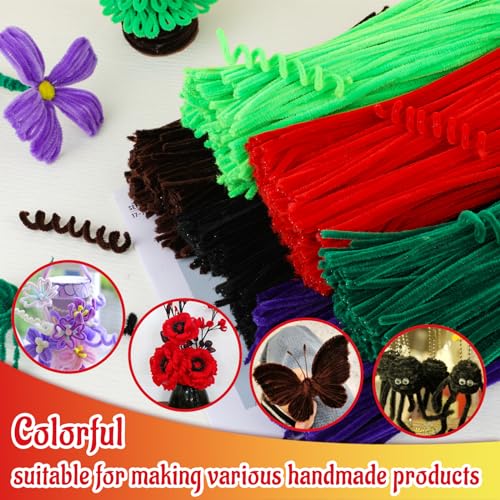 Image of Mnuizu 200Pcs Pipe Cleaners Chenille Stems Craft Pipe Cleaners Fuzzy Sticks | Pipe Cleaners Fluffy Pipe Cleaners Bulk for Flowers, Arts And Crafts Supplies, Christmas Decorations, Red
