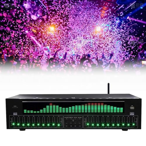 Ecualizador gráfico digital de 31 bandas para estudio casero y grabación, con control remoto dedicado, cable de audio, 12 patrones rítmicos, reducción automática de ruido y analizador de espectro LED miniatura 1