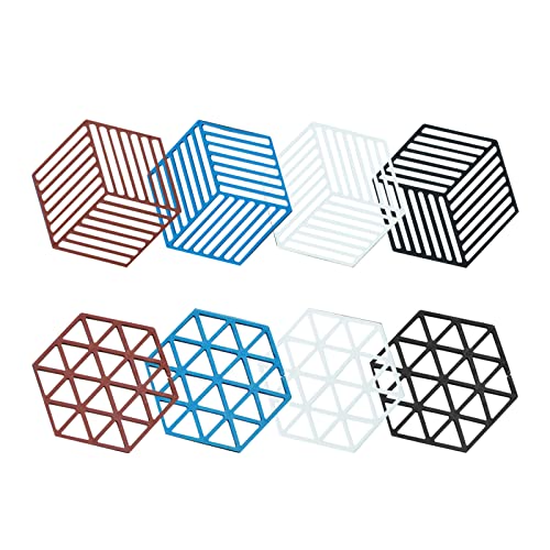 Auch 8Pcs Cup Mat, Hexagon Bar Coaster, Diy Different Shape Silicone Pad, Silicone Coasters For Drinks, Silicone Coaster, Coaster Set For 8 #TOP2