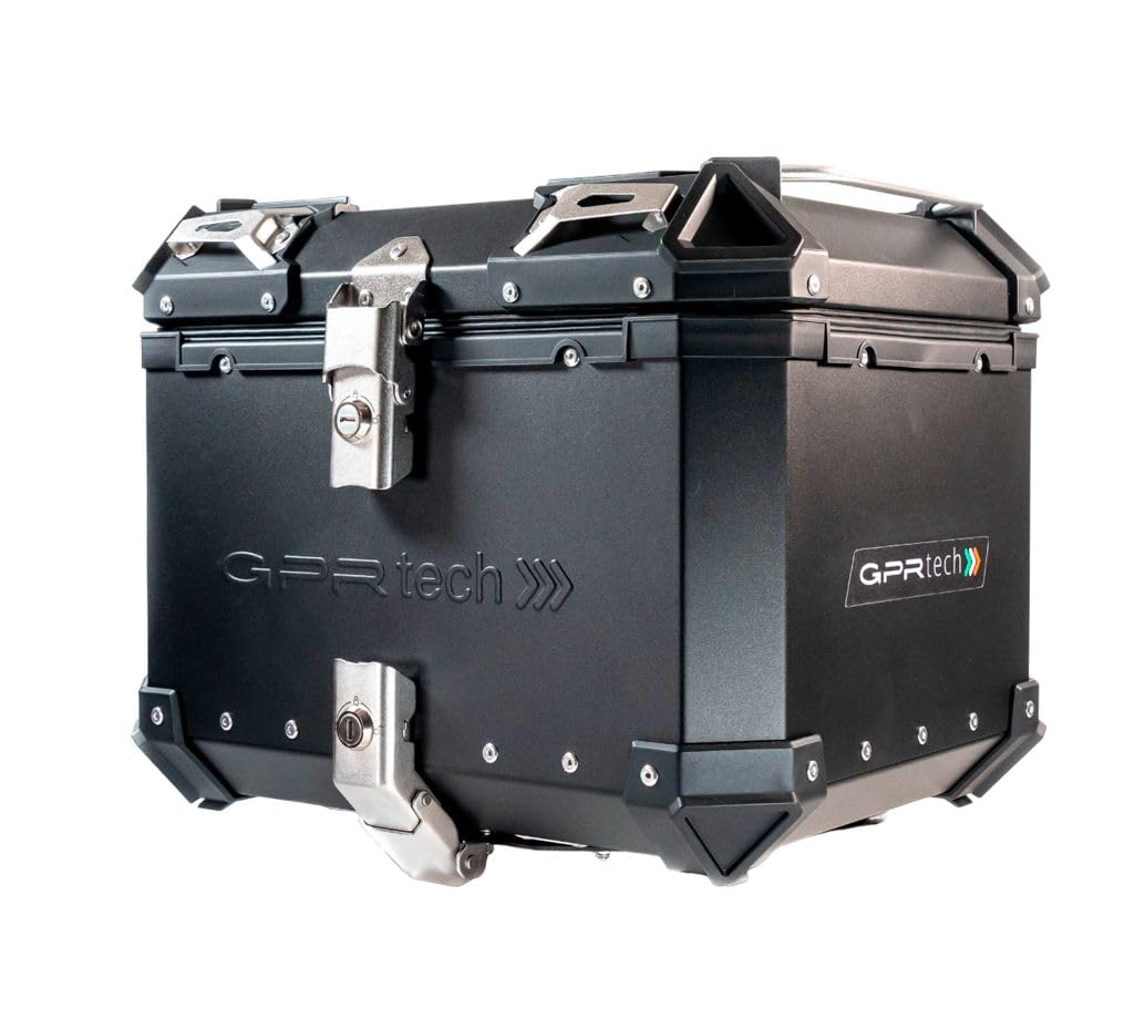 GPR Tech Compatible avec 350 T2 2022/2023 e5 Top Case ALPI-Tech 35 LT. Noir Top Case en Aluminium, Couleur Noire avec Plaque spécifique Incluse Capacité litres 35