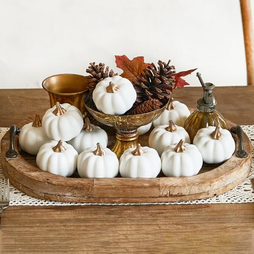 Osfvn Pumpkin Decor White Set of 12 Harvest Thanksgiving Fall Decoration - image 8