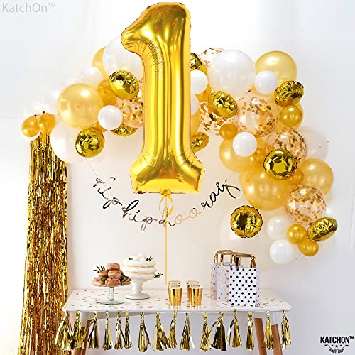 Image of KatchOn, Gold Number 1 Balloon 40 Inch, Happy Birthday Number Balloon
