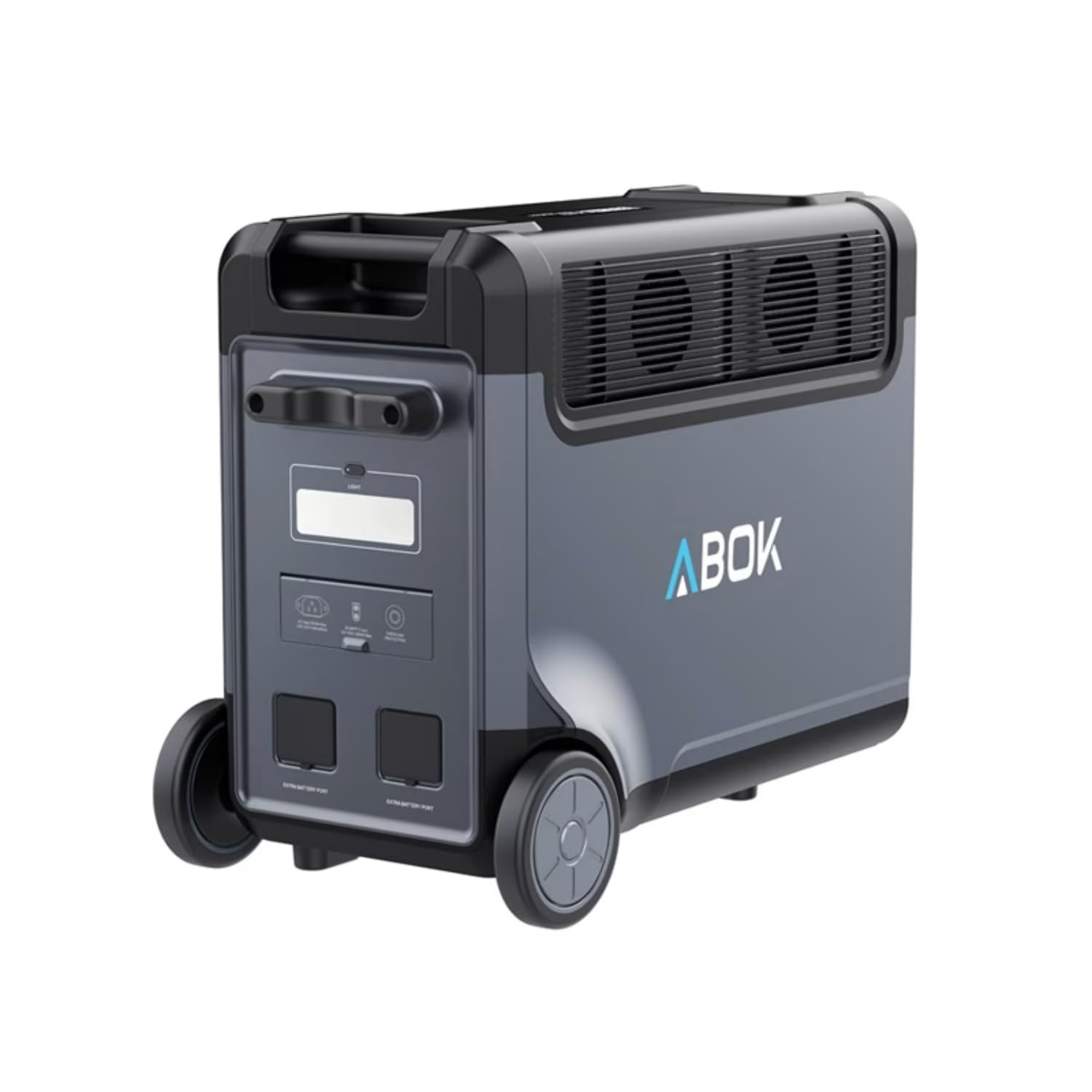 ABOK ARK3600 Station d'alimentation + 1 batterie supplémentaire ARK3600E, générateur solaire LiFePO4 7680 Wh 3600 W avec roulettes, stockage d'énergie extensible, alimentation de secours pour la