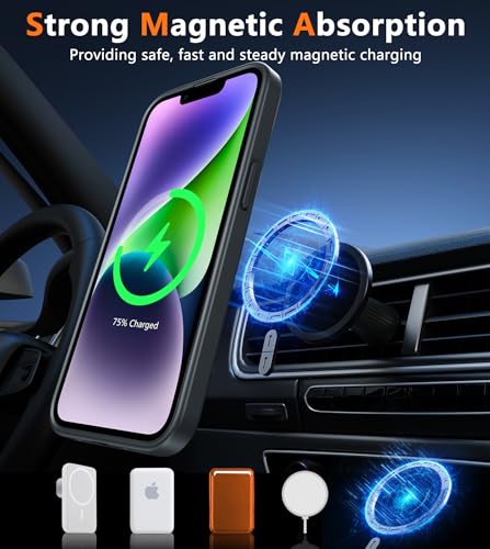 Image of FNTCASE for iPhone 14 Plus Case: for iPhone 15 Plus Magnetic Matte Textured Military Grade Drop Protection Translucent Cell Phone Cover - Slim Shockproof Protective Bumper Phonecase