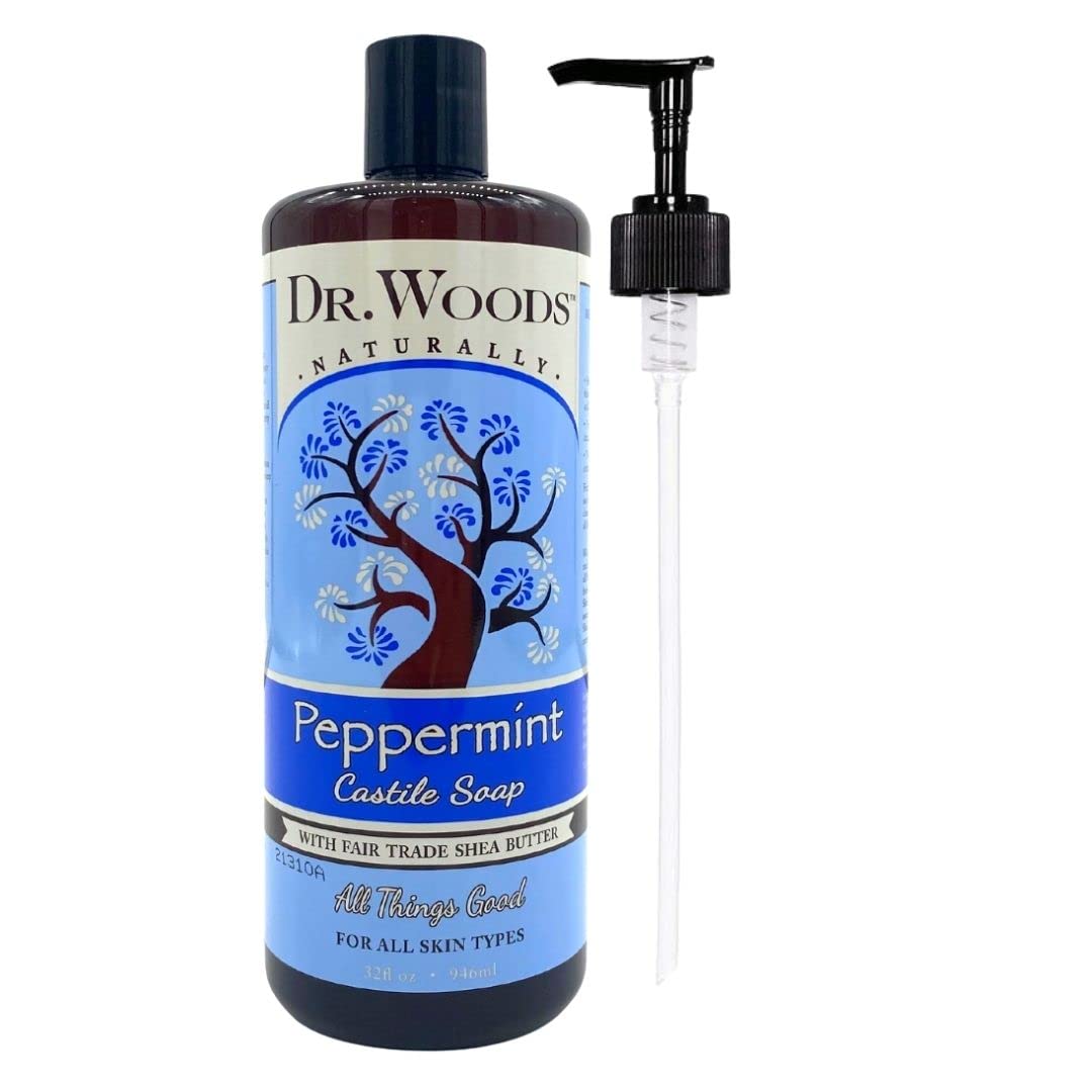Dr. WoodsPeppermint Castile Soap with Organic Shea Butter and Pump, 32 Ounce