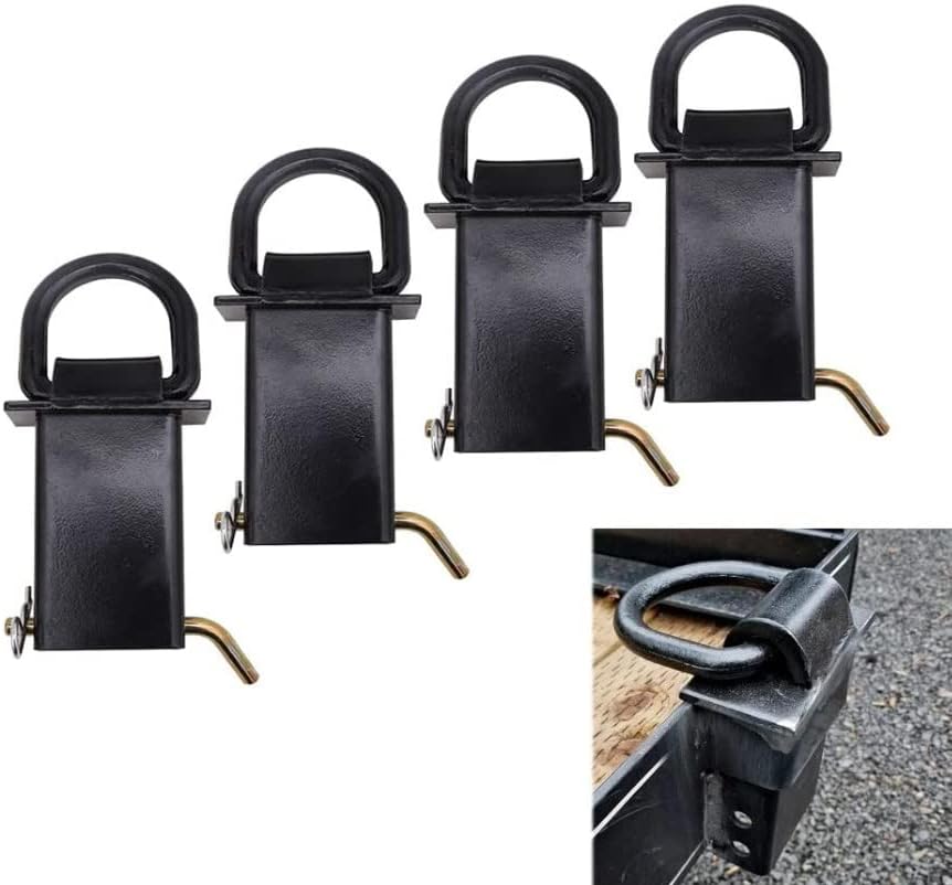 vikofan 4Pcs 16200lbs Removable Stake Pocket D Ring Tie Downs - Heavy Duty for Utility Trailers and Flatbeds with Standard 2" x 4" Stake Pockets