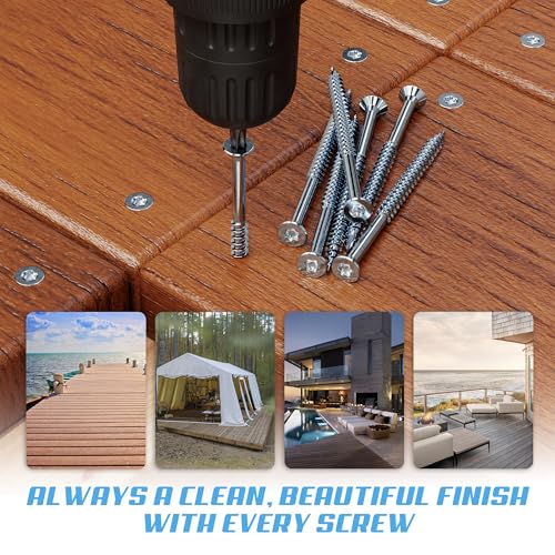 Image of #12 x 4 Inch Stainless Steel Deck Screws | 305 Grade (1000 Pack) | Flat Head T25 Star Torx Drive | Stainless Steel Screws by Eagle Claw Fasteners | Corrosion & Rust Resistant (Includes Driver Bit)