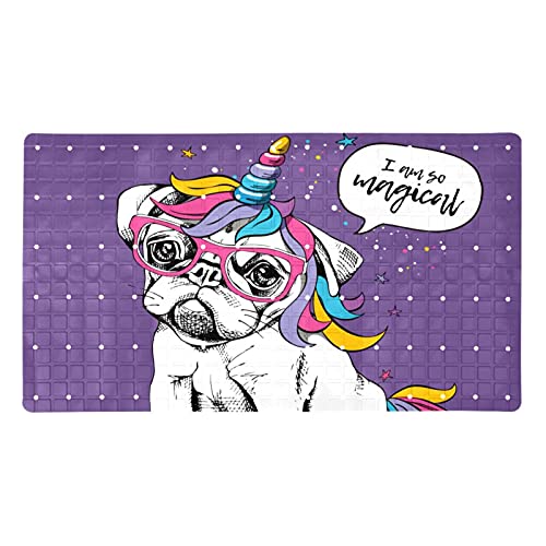 Alfombrilla de baño antideslizante para perro unicornio morado sin látex 2