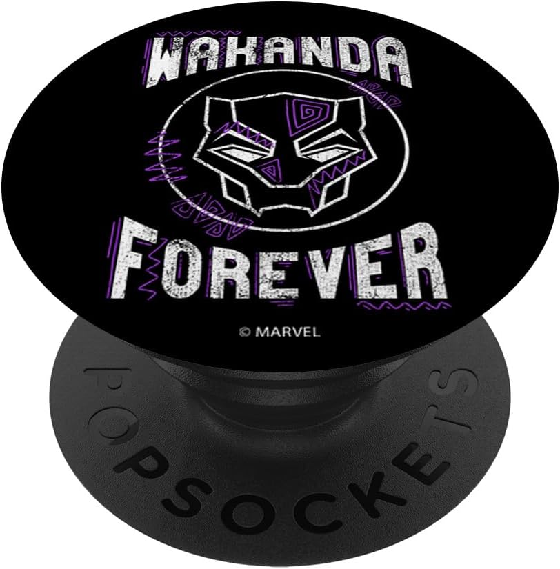 Marvel Black Panther Wakanda Forever Purple Pattern PopSockets MagSafe PopGrip for iPhone