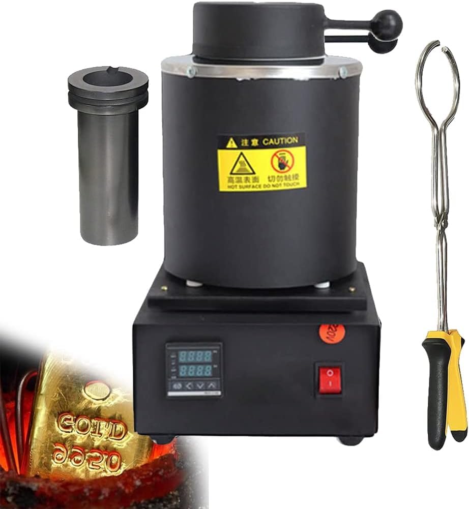 LYDZUSDP Electric Gold Melting Furnace,2102? Digital Metal Smelting Machine,Metal Casting Kit with Graphite Crucible for Melt Scrap,Silver,Gold,Copper,Black 1kg