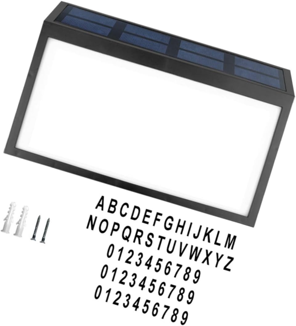 Solar Address Sign Lamp Waterproof House Number Lighted Plaque 6000K Bright White Solar Powered Outdoor Address Numbers for Home and Garden