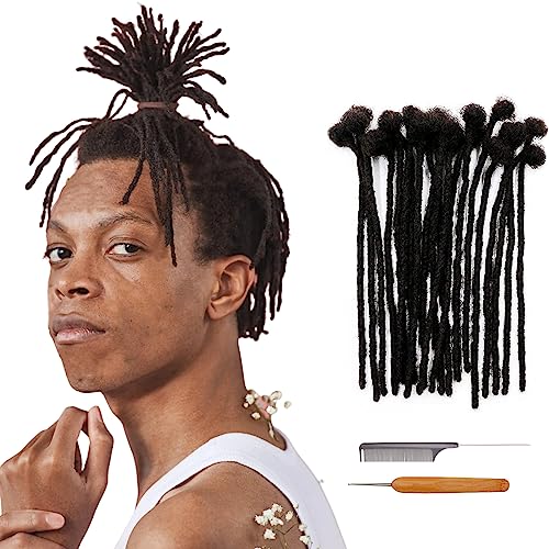 Coriario 8 Inch Loc Extensions Human Hair 10 Locs 0.4Cm Real Human Hair Dreadlock Extensions For Women Men Kids Handmade Permanent Soft Dread Extensions Human Hair Natural Black Can Be Dyed Curled And Bleached #TOP4