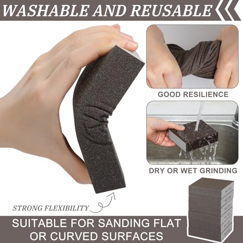 image for Gisafai 100 Pcs Dual Angle Sanding Sponge Bulk 80 120 Grit Washable an