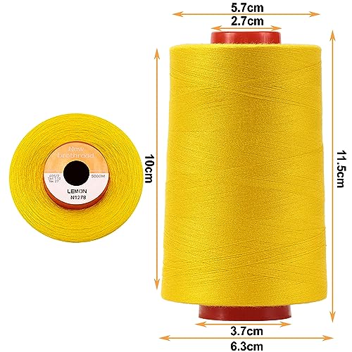 Image of New brothread - 28 Options - 4 Large Cones of 5500Y Each All Purpose Spun Polyester Thread 40S /2 (Tex27) for Sewing, Quilting, Piecing, Serger and Overlock - Lemon