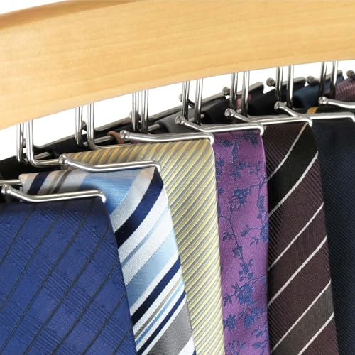 Image of ROLLYWARE Wooden Belt and Tie Hanger for Closet, Premium Tie Hanger with 24 Folding Accessory Hooks Space Saving-Saving Organizer for Closet Tie Rack for Bra Hat Tank Tops (1, Natural Wood)
