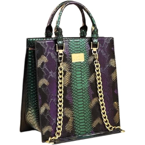 Serpentine Leather Women's Bag Top Handle Satchel Handbags Vertical style Chain Bag Tassel Purses Shoulder Bags3