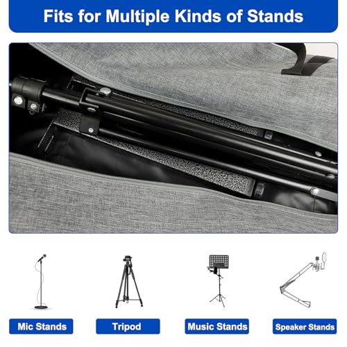 nomiou Tripod Bag with External Pocket - 30 Inch Tripod Carrying Case with Shoulder Straps and Dual Handles Full Zippers for Lights, Cameras, Mic Stands, Music Stands (Grey)