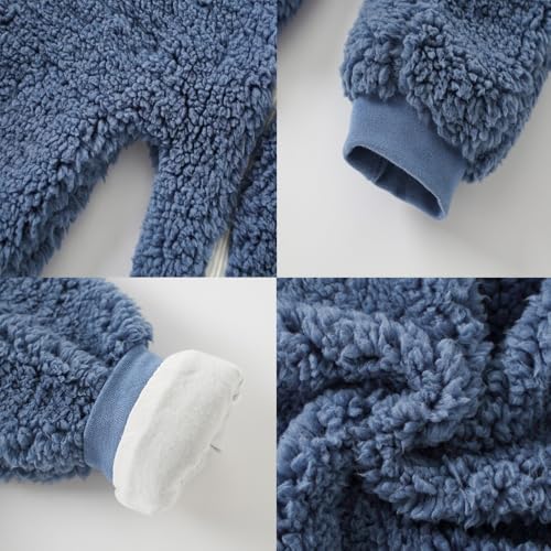 Image of Baby Bucket Single Zip Warm Fleece Hooded Romper for Baby Boy Girl