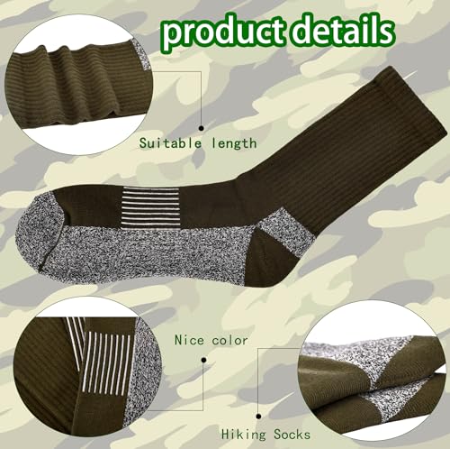 5 Pairs Mens Military Socks Army Green Hiking Sock Crew Boot Socks for Soldier Policemen Work Sports Hiking3