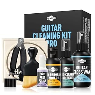 【Complete Guitar Cleaning Kit】Our guitar maintenance kit provides you with an all-in-one solution. The guitar care kit includes 1x 120ML Guitar Gloss Wax, 1x 50ml Fingerboard Lemon Oil, 1x 50ml String Cleaner Oil, 1x 20ml Fret Polish, 1x Guitar Strin...