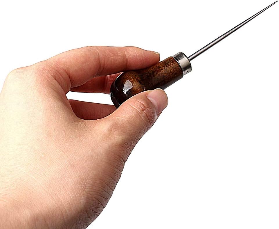 EUBags Awl Tool, 2 PCS Gourd Shape Wooden Handle Scratch Awl For Leather Hole Punch Awl Maker Tool