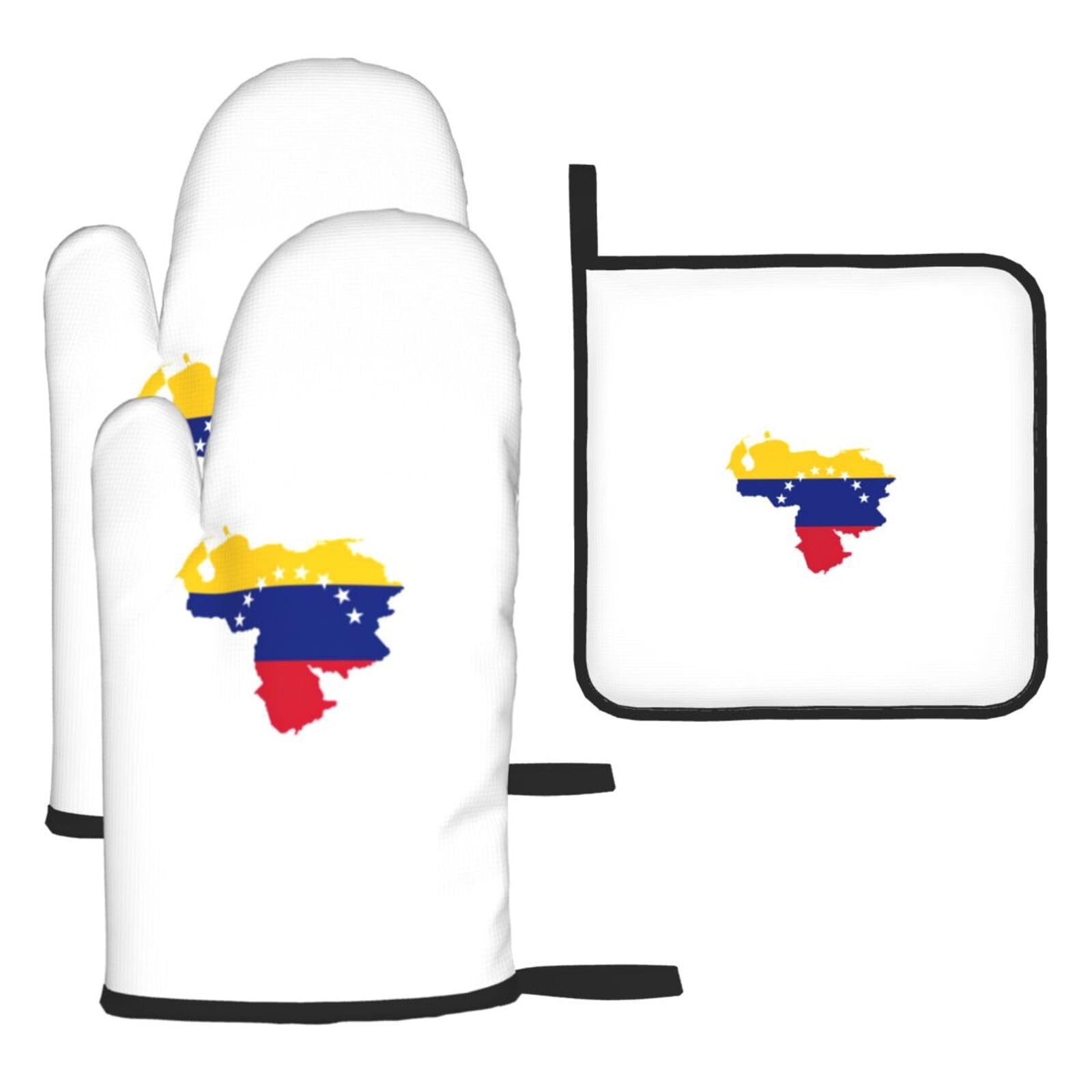 Venezuela Flag Print Oven Kitchen Gloves For Baking Outdoor Grilling Home Use Mitts Microwaving Bbq