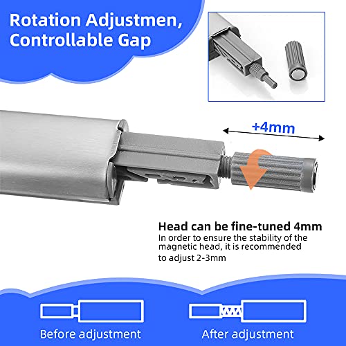 Push to Open Door Catches, KANOSON 6 Pack Touch Cupboard Latch with Magnetic Tip, Heavy Duty Magnetic Push Latch/Push Open Door Catches/Release Latch for Doors Cabinets Cupboard Closure Closer