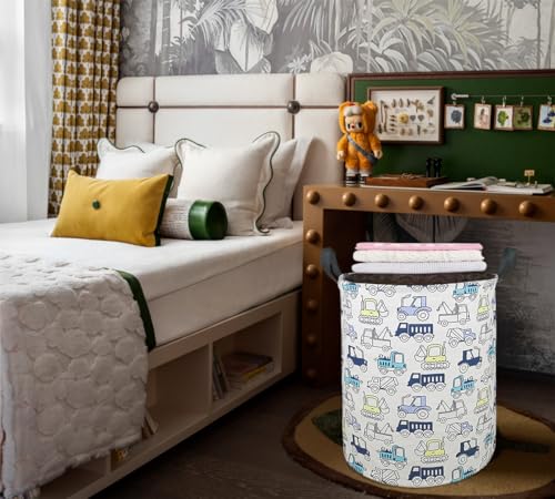 Image of Collapsible Kids Laundry Basket Clothes Hamper, Foldable Storage Organizer Bin, Toy Clothes Storage with Handles for Boys Girls Bedroom, Room Decor Cars