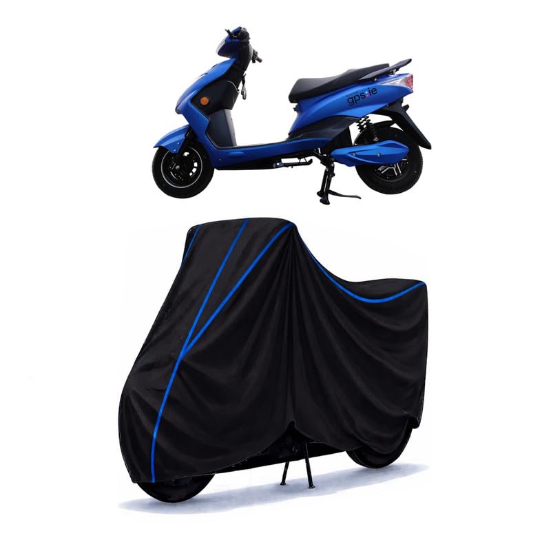 Image of Scooty Cover Water Resistant for Battre Loev | Universal Scooter & Bike Cover | Heavy Duty UV Dust, Rain & Scratch Protection | Elastic Fit All Weather Indoor Outdoor | Black with Blue Piping