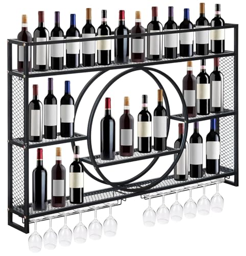 Porte-bouteilles suspendu en métal et support de verres chic pour salon
