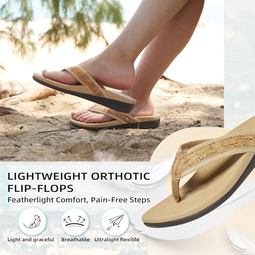 Image of Orkii Womens Plantar Fasciitis Feet Sandals, Best Orthotic Flip Flops With Arch Support, Comfortable Walking Sandals