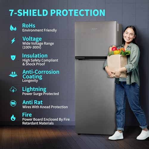 Image of SHARP 265 L Frost Free Double Door 2 Star Refrigerator |Japan 7 Shield Protection|Hi-Tech Inverter | (Silver Hairline, SJ-FF305V2-PSH)