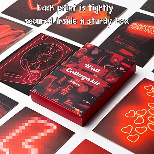 50PCS Red Neon Aesthetic Pictures Wall Collage Kit, Neon Red Photos Collections Collage Dorm Decors for Girl Teens and Women, Trendy Wall Prints Kit, Small Posters for Room Bedroom Aesthetic