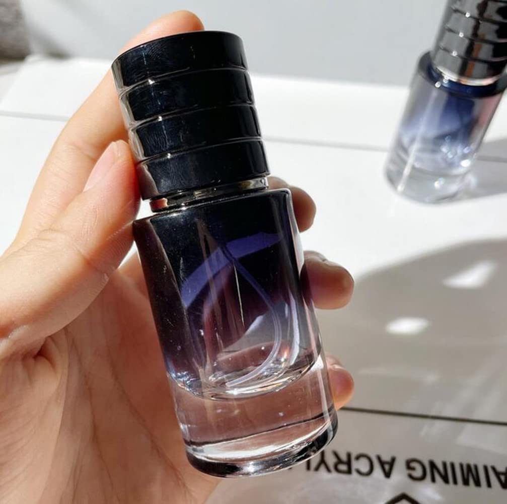 Botellas de perfume de vidrio de 30 ml, botellas de perfume vacías degradadas negras con tapa de rosca negra, recargables, portátiles, cuadradas, vacías, atomizadores, frascos de cosméticos