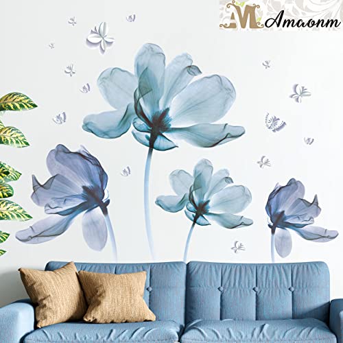 Vinilo Decorativo Floral 3D Removible Azul Claro 12x18" miniatura 2